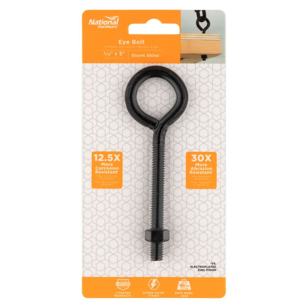 National Hardware Storm Shine Eye Bolt With Nut, 3/8-In x 5-In