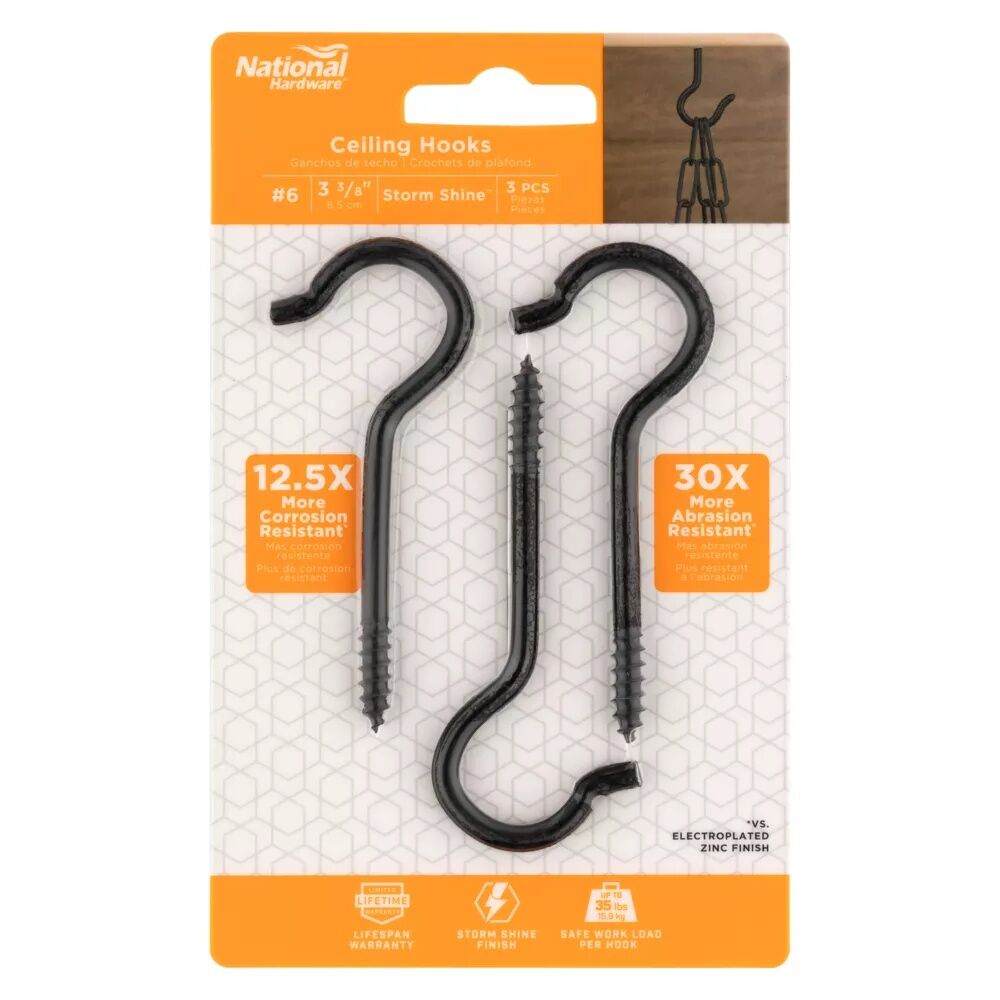 National Hardware Storm Shine Ceiling Hooks #6, 3 3/8-In