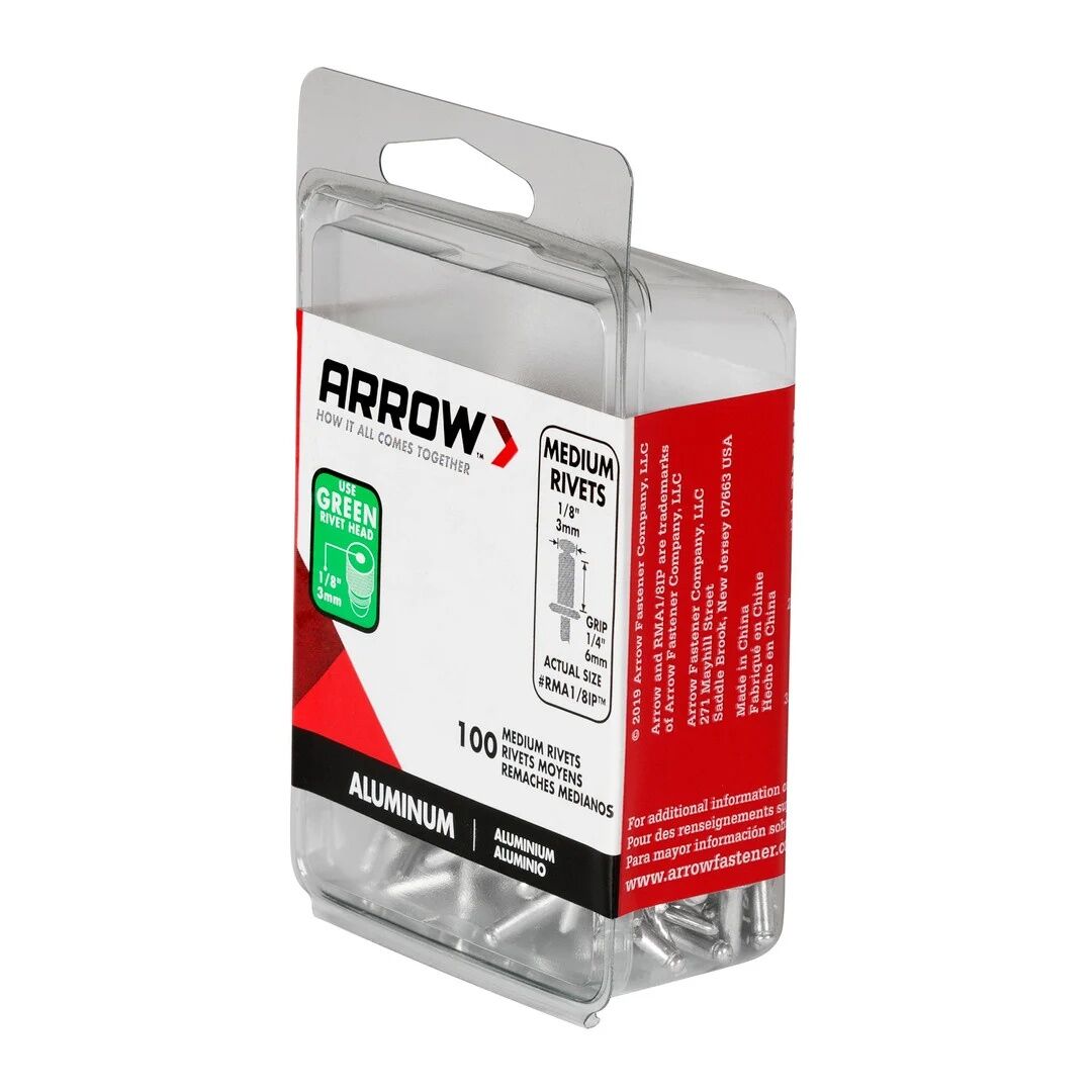 Arrow Medium Aluminum 1/8-In Pop Rivets, 20-Pk