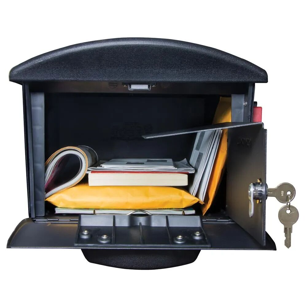 Architectural Mailboxes Black Mailsafe Locking Post Mount Mailbox, 9 1/2-In x 13-In x 21 3/5-In