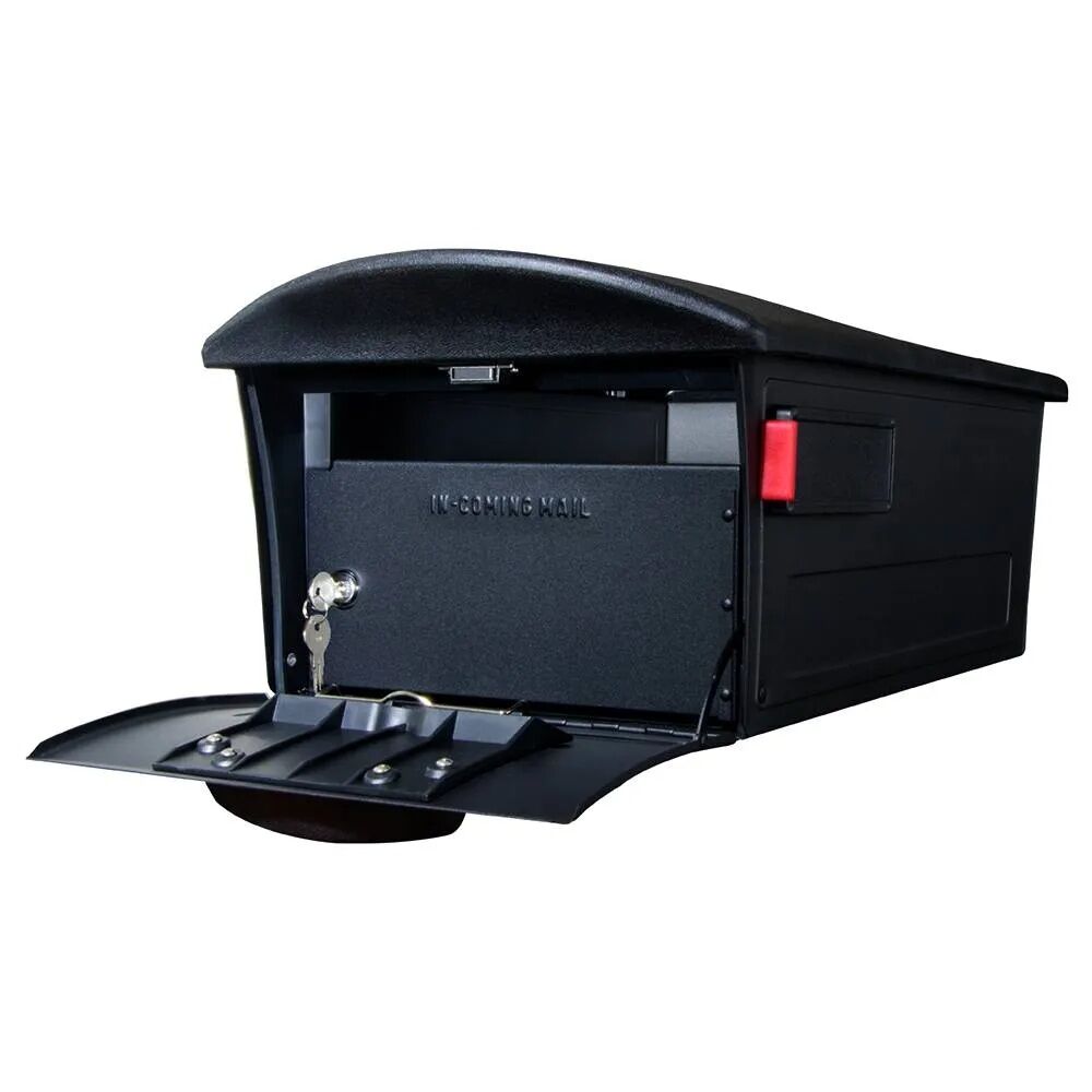 Architectural Mailboxes Black Mailsafe Locking Post Mount Mailbox, 9 1/2-In x 13-In x 21 3/5-In