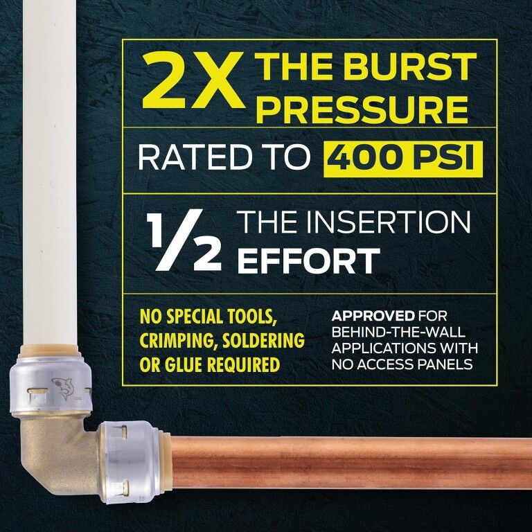 SharkBite Max Brass Push 90° Elbow Fitting, 3/4-In, 4-Pk