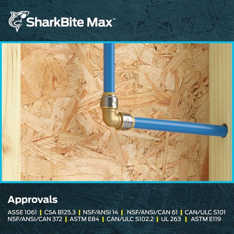 SharkBite Max Brass Push 90° Elbow Fitting, 3/4-In, 4-Pk