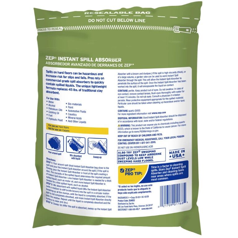 Zep Instant Spill Absorber, 3-Lb