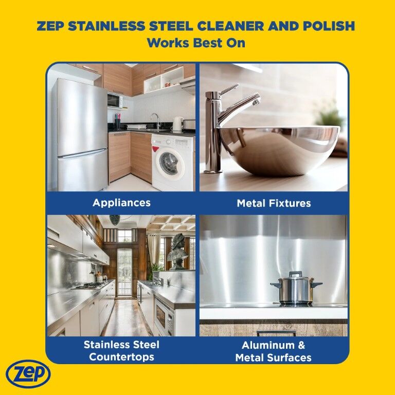 Zep Stainless Steel Cleaner And Polish, 14-Oz