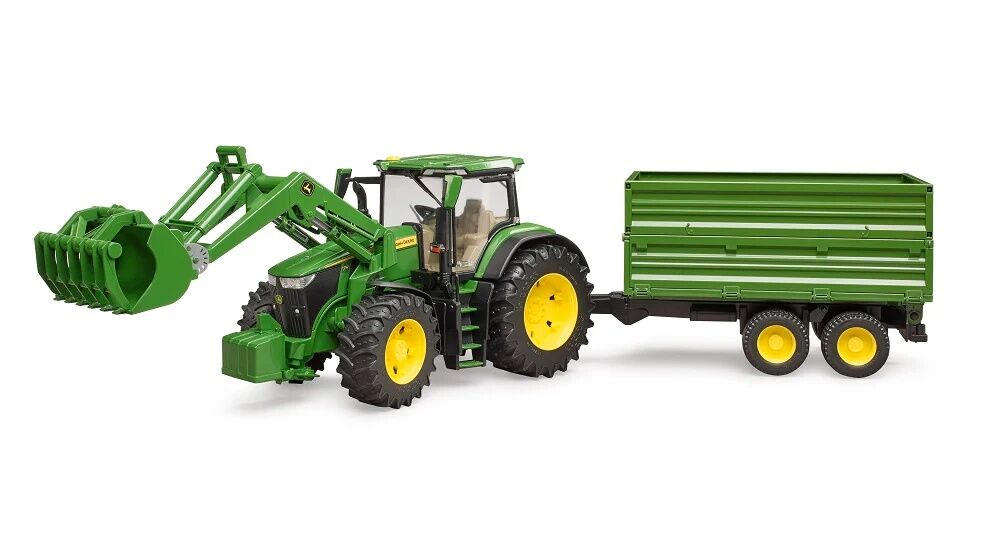 Bruder John Deere 7R 350 With Front Loader And Tipping Trailer Toy