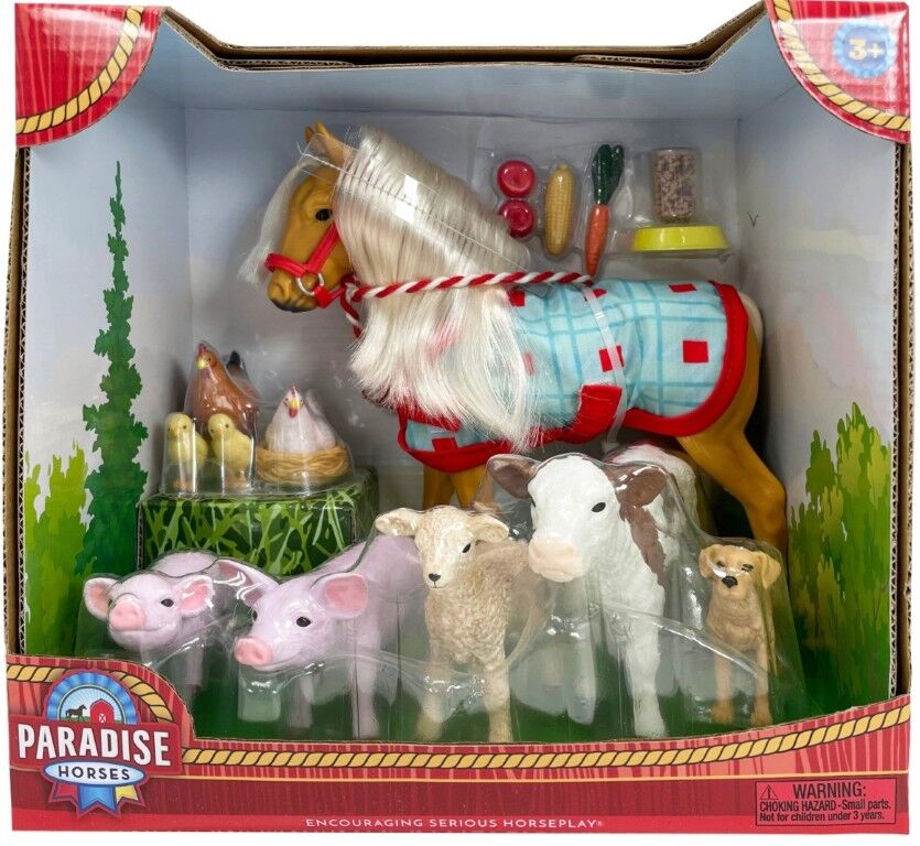 Paradise Horses Animals On The Farm Playset, Tan