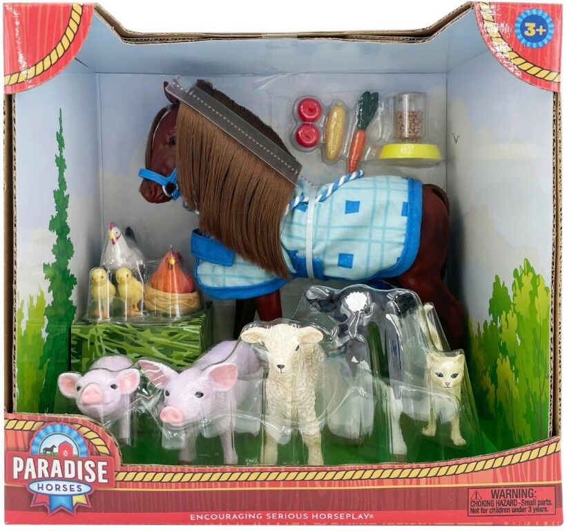 Paradise Horses Animals On The Farm Playset, Brown
