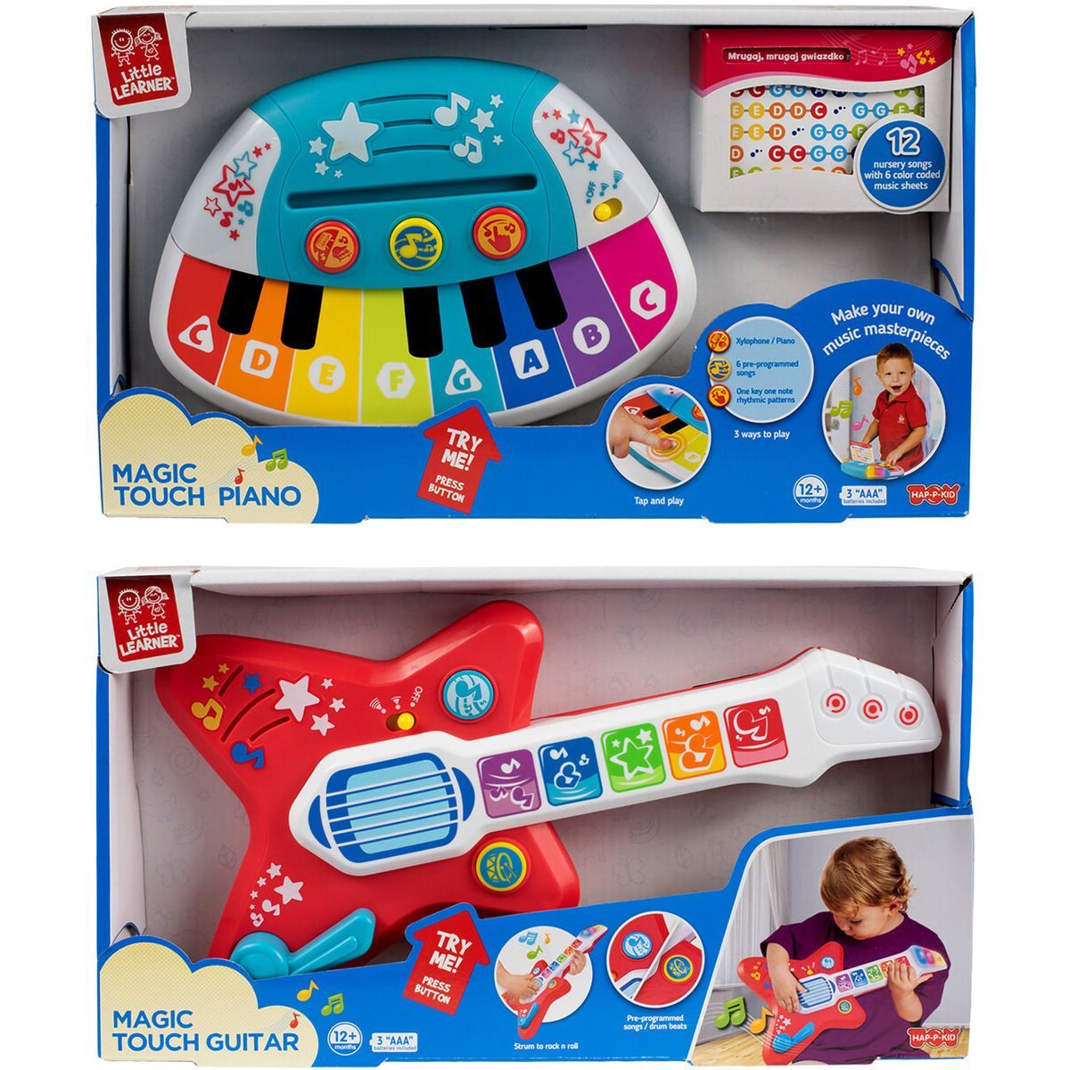 Hap-P-Kid Little Learner Magic Touch Toy Guitar Or Piano Assortment