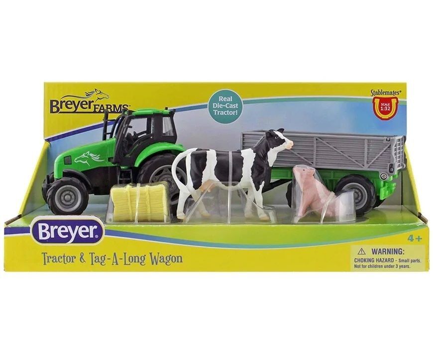 Breyer Farms Tractor and Tag-A-Long Wagon Toy Set