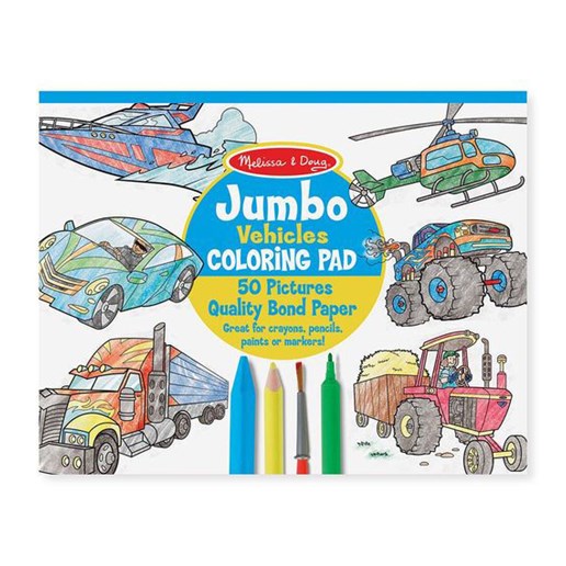 Melissa & Doug Jumbo Coloring Pad - Vehicles - 3 yrs+
