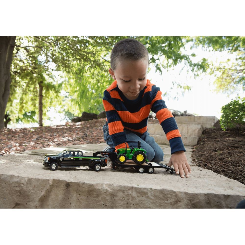 Tomy ERTL John Deere 5075E Tractor with Ford F-350 Pickup and 5th Wheel Trailer Toy Set