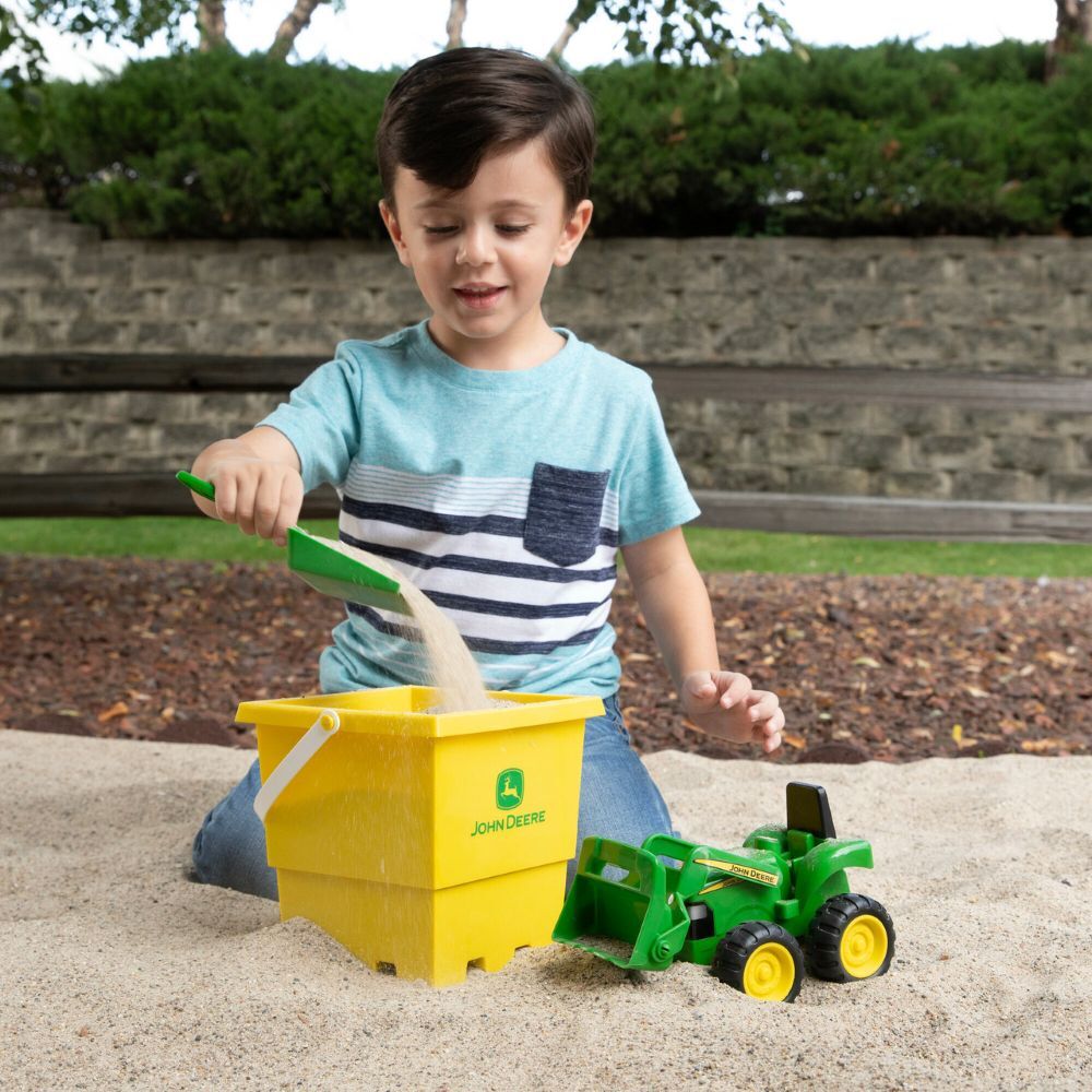 TOMY John Deere Sandbox Toy Set with Tractor, Bucket and Shovel