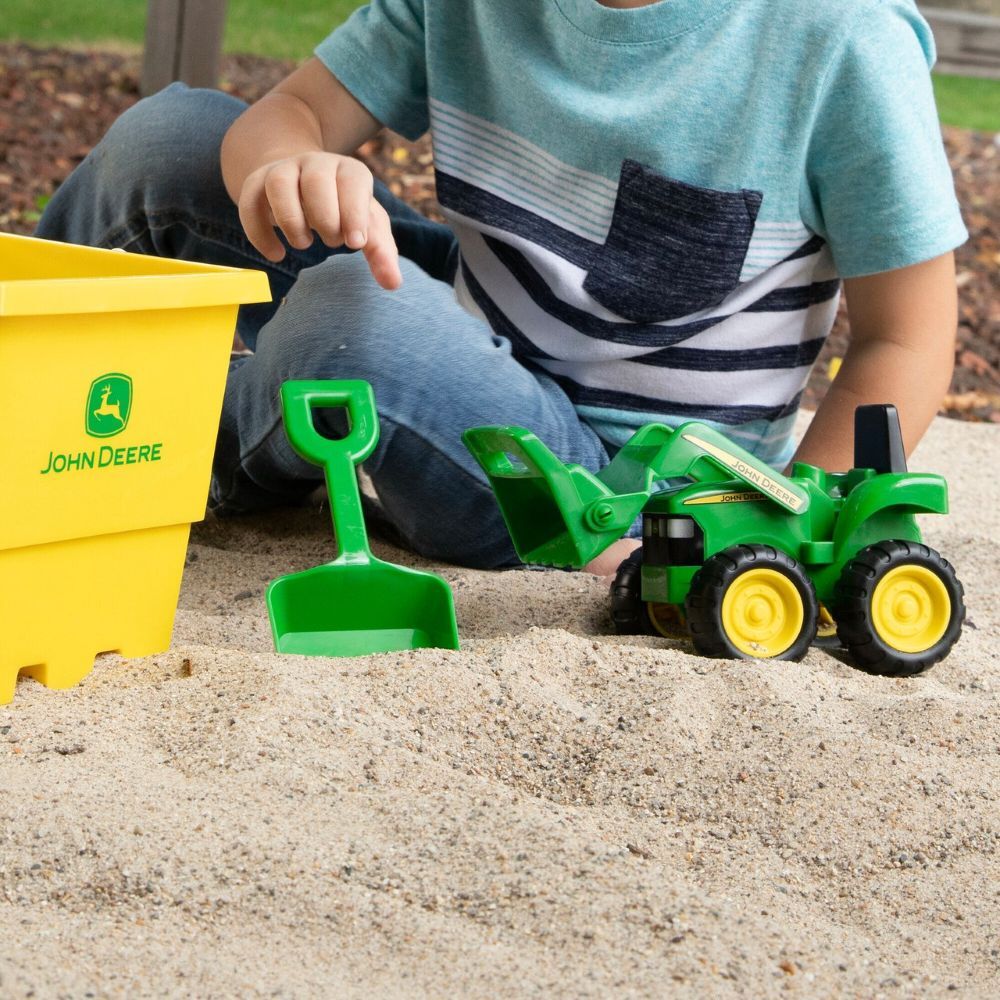 TOMY John Deere Sandbox Toy Set with Tractor, Bucket and Shovel