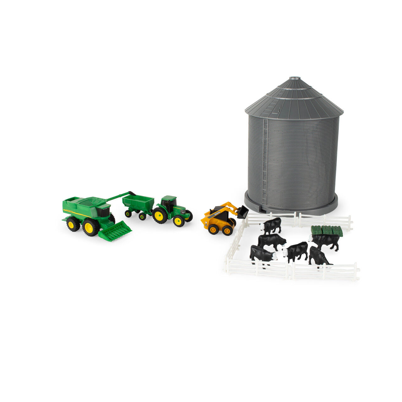 Tomy ERTL John Deere 1:64 Scale Farm Toy Playset With Grain Bin, 20-Pc