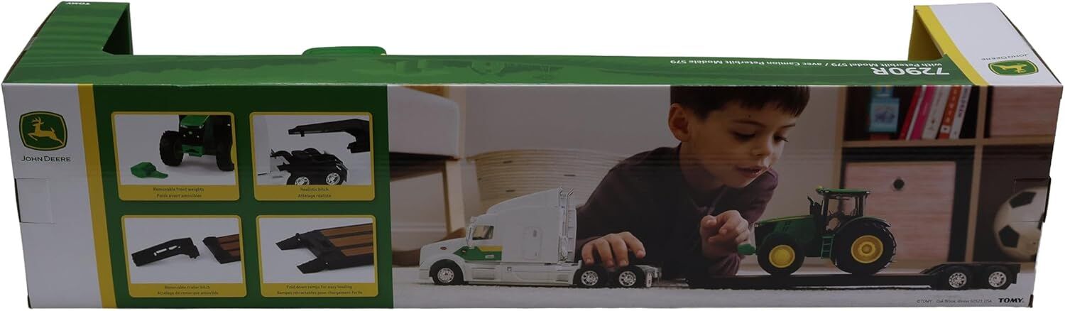 Tomy John Deere 1/32 Scale 7290R & Peterbilt Model 579 Semi Truck Toy