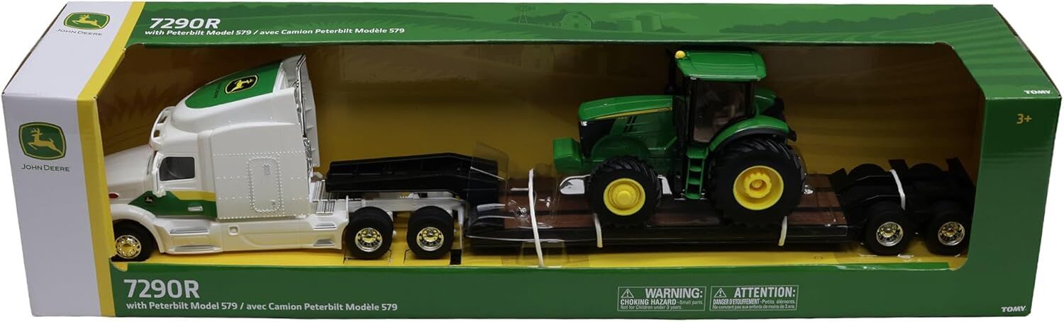 Tomy John Deere 1/32 Scale 7290R & Peterbilt Model 579 Semi Truck Toy