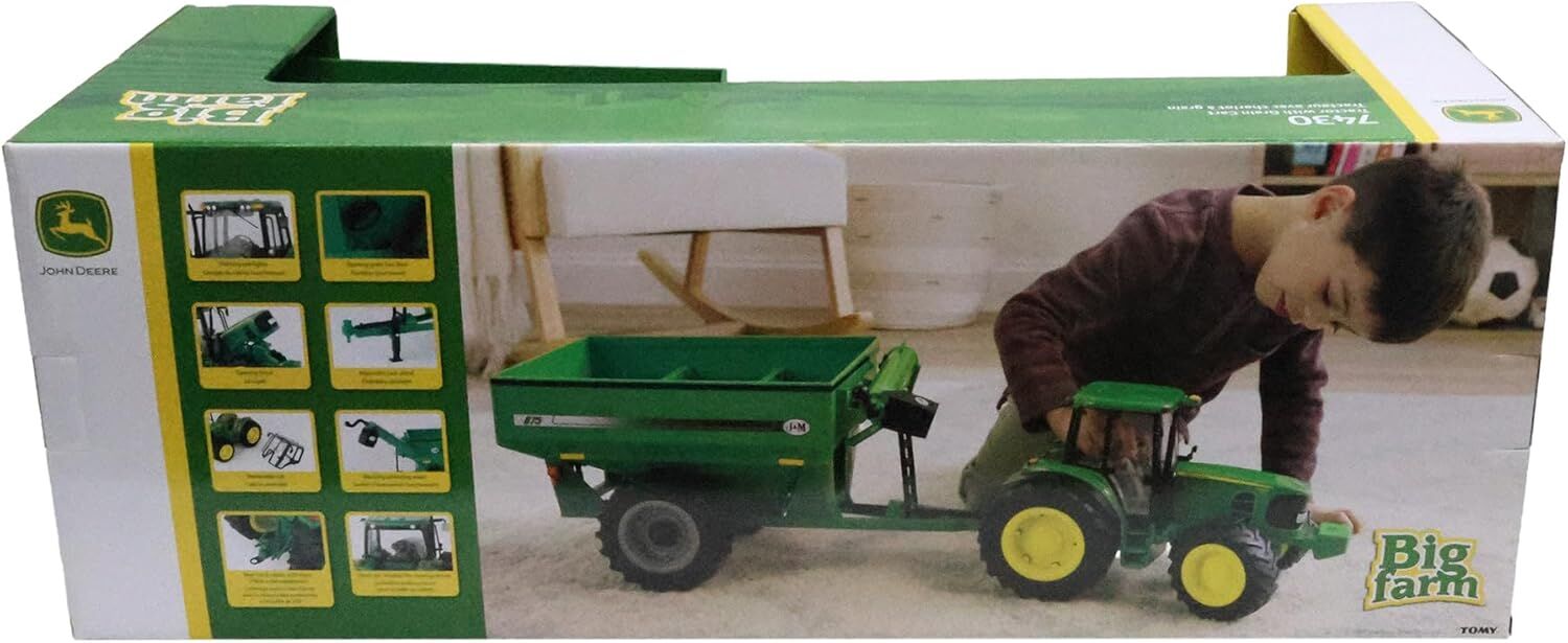 Tomy John Deere 1/16 Sale Big Farm 7430 Tractor With Grain Cart Toy