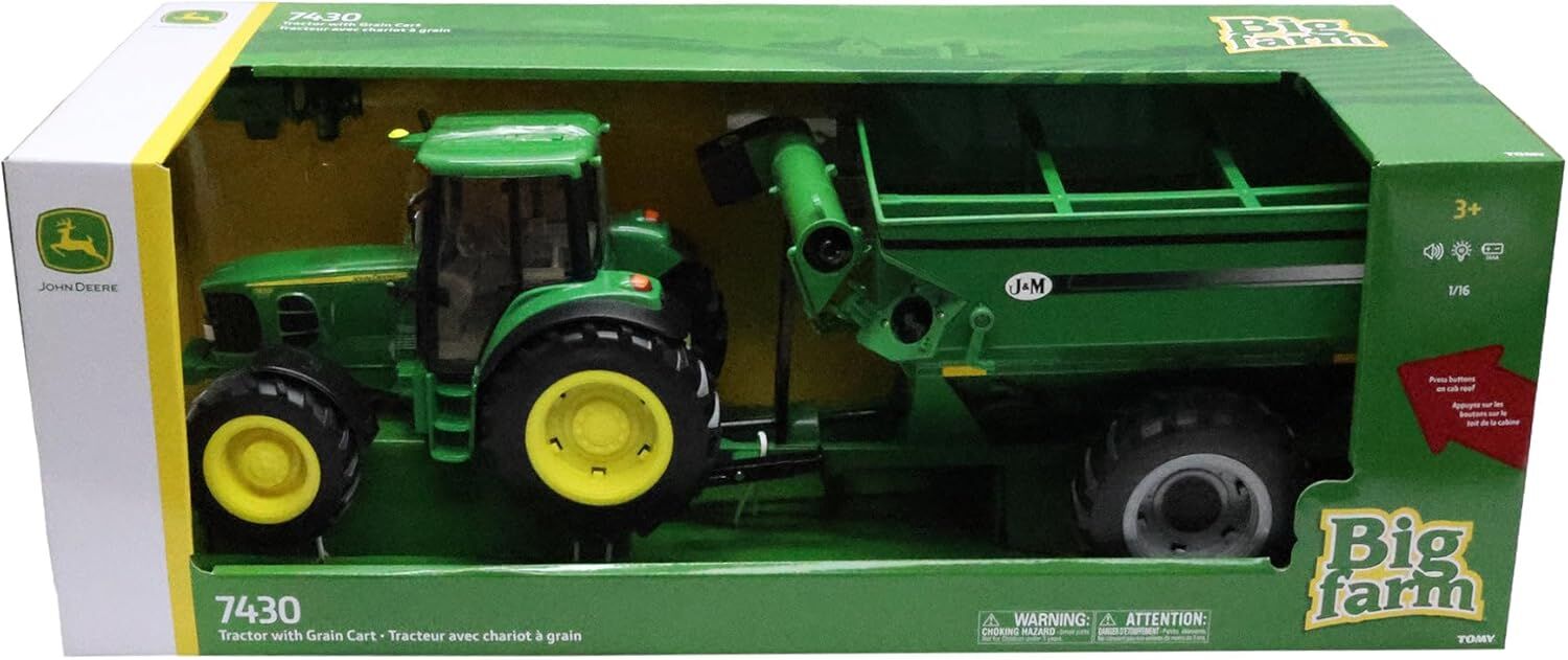 Tomy John Deere 1/16 Sale Big Farm 7430 Tractor With Grain Cart Toy