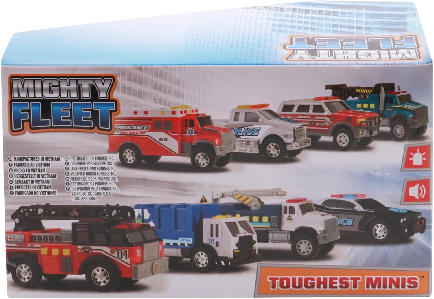 Mighty Fleet Diecast Toughest Minis Toy Vehicle Assortment, 5-In