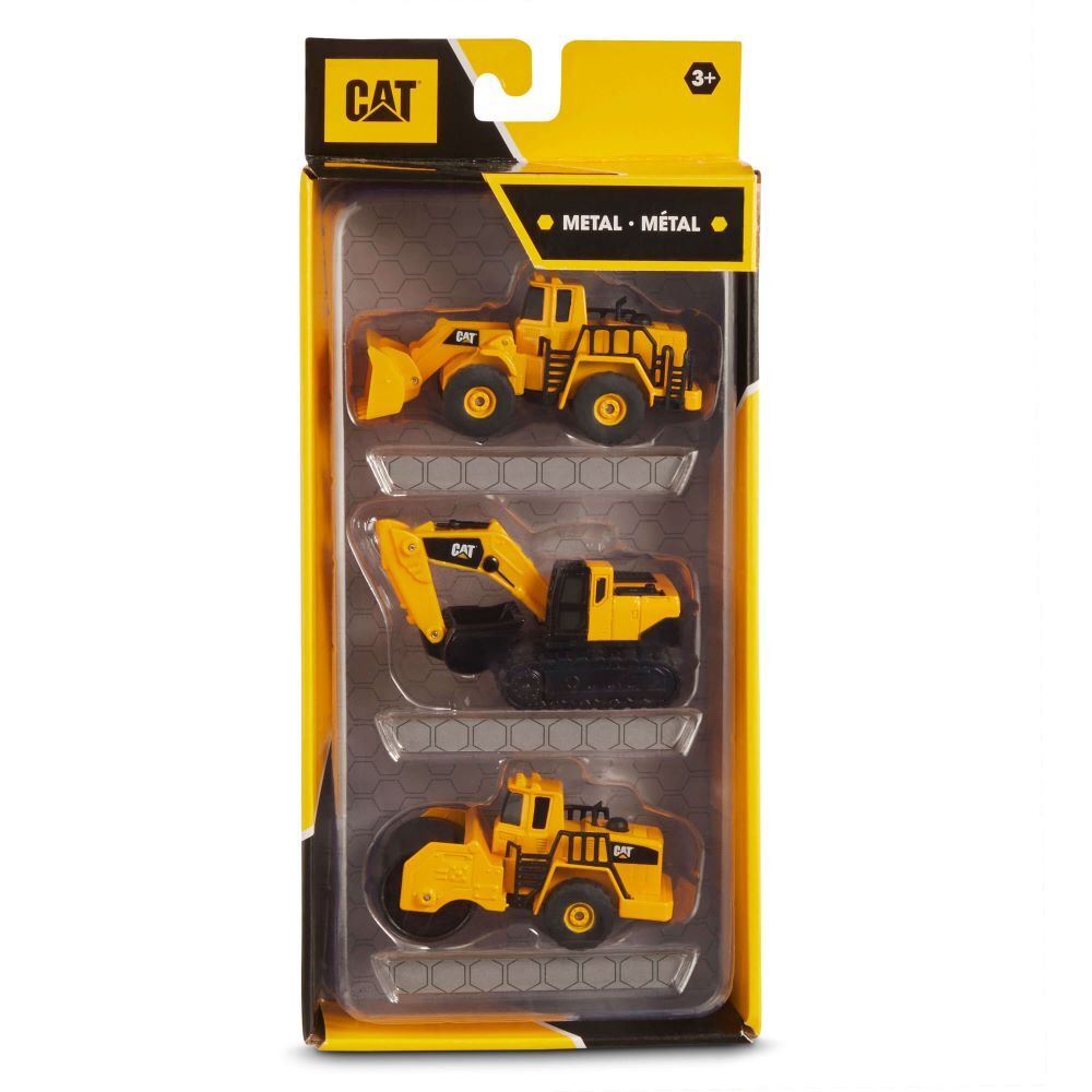 CAT Metal Wheel Loader, Excavator, Steam Roller, 3-Pk