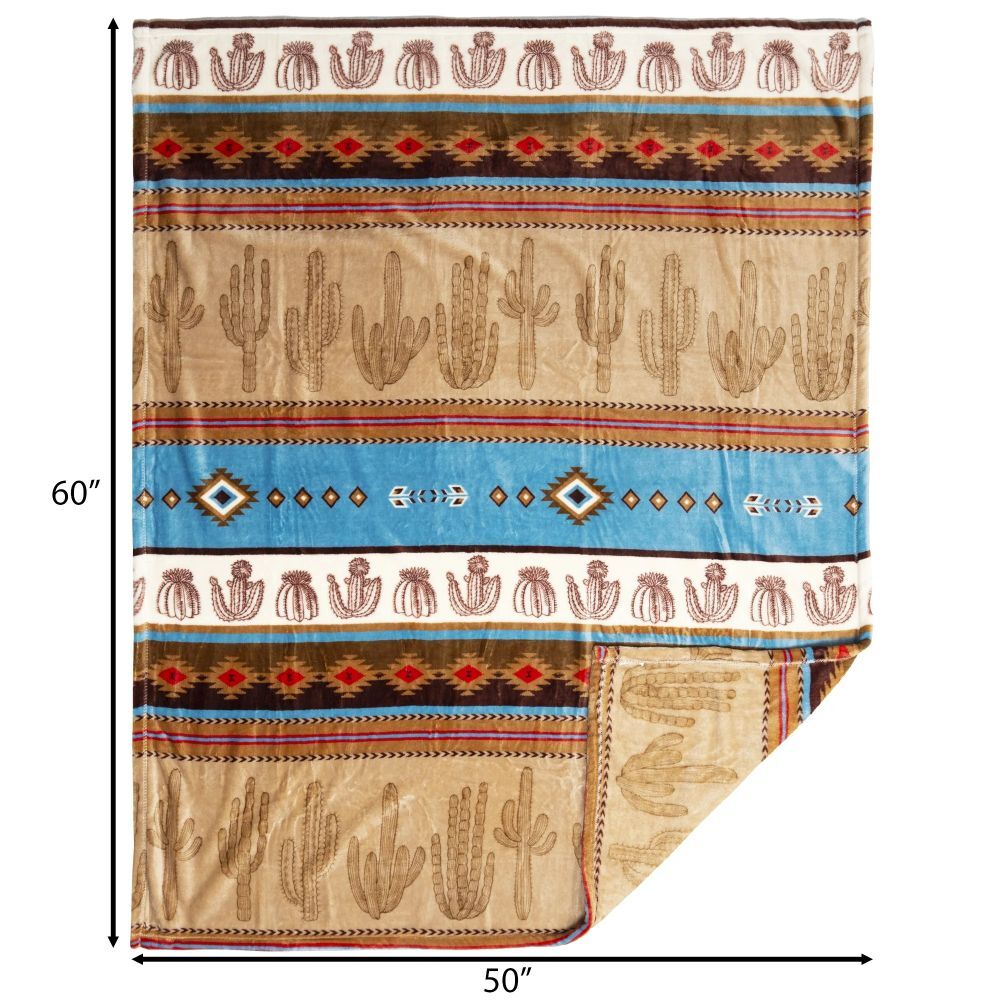 Carstens Inc. Cactus Stripe Travel Blanket