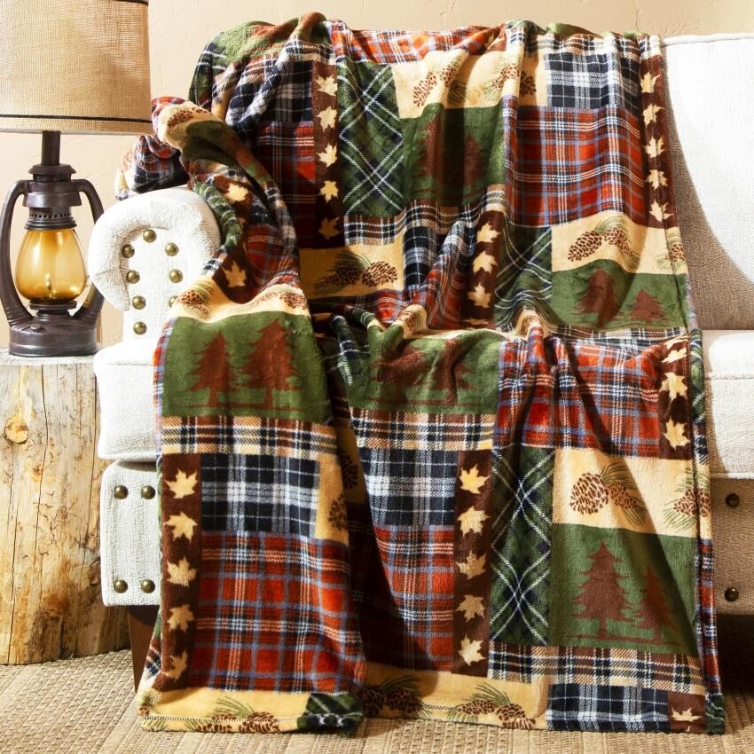 Carstens Inc. Rustic Plaid Heavy Plush Throw Blanket, 54-In x 68-In