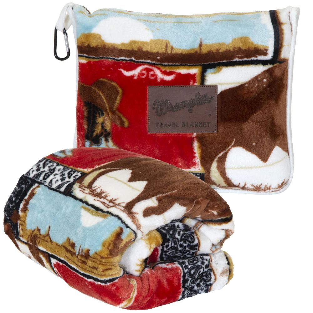 Carstens Inc. Wrangler Vintage Western Travel Blanket