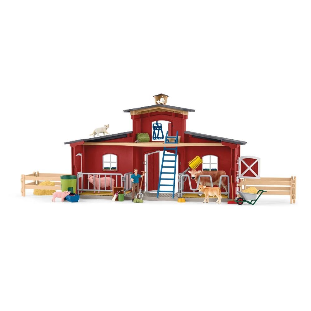 Schleich Large Barn with Animals and Accessories Toy Set