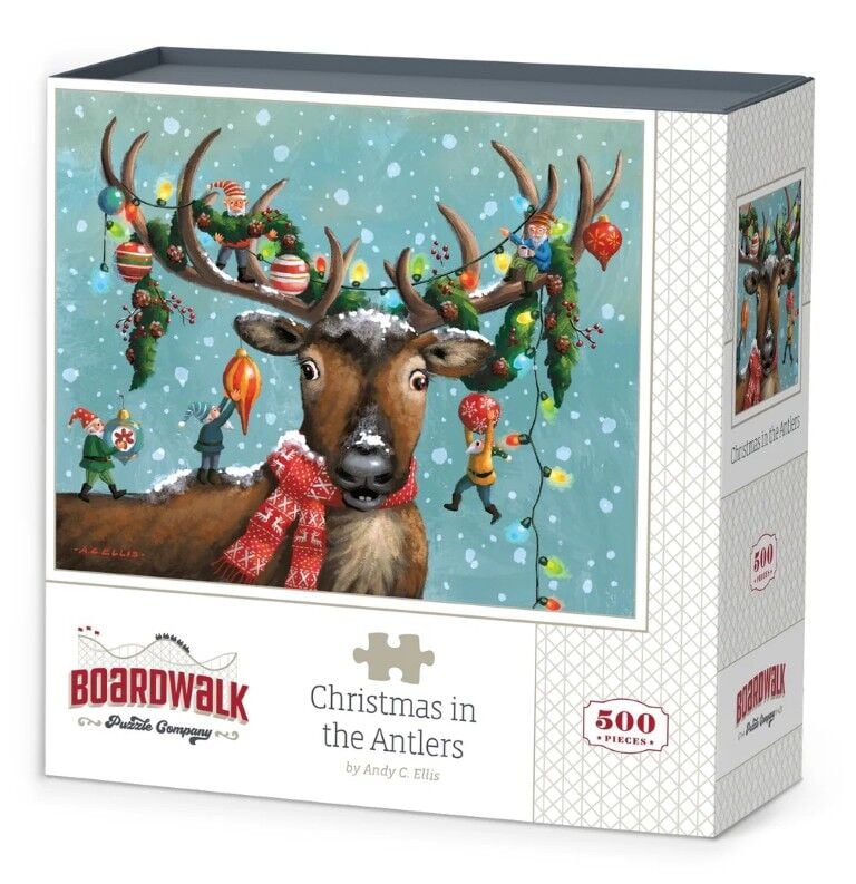 Boardwalk Puzzle Company Christmas In The Antlers Puzzle, 500-Pc