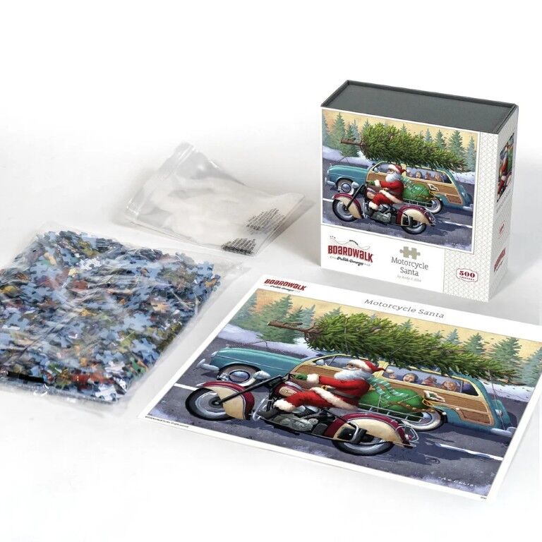 Boardwalk Puzzle Company Motorcycle Santa Puzzle, 500-Pc