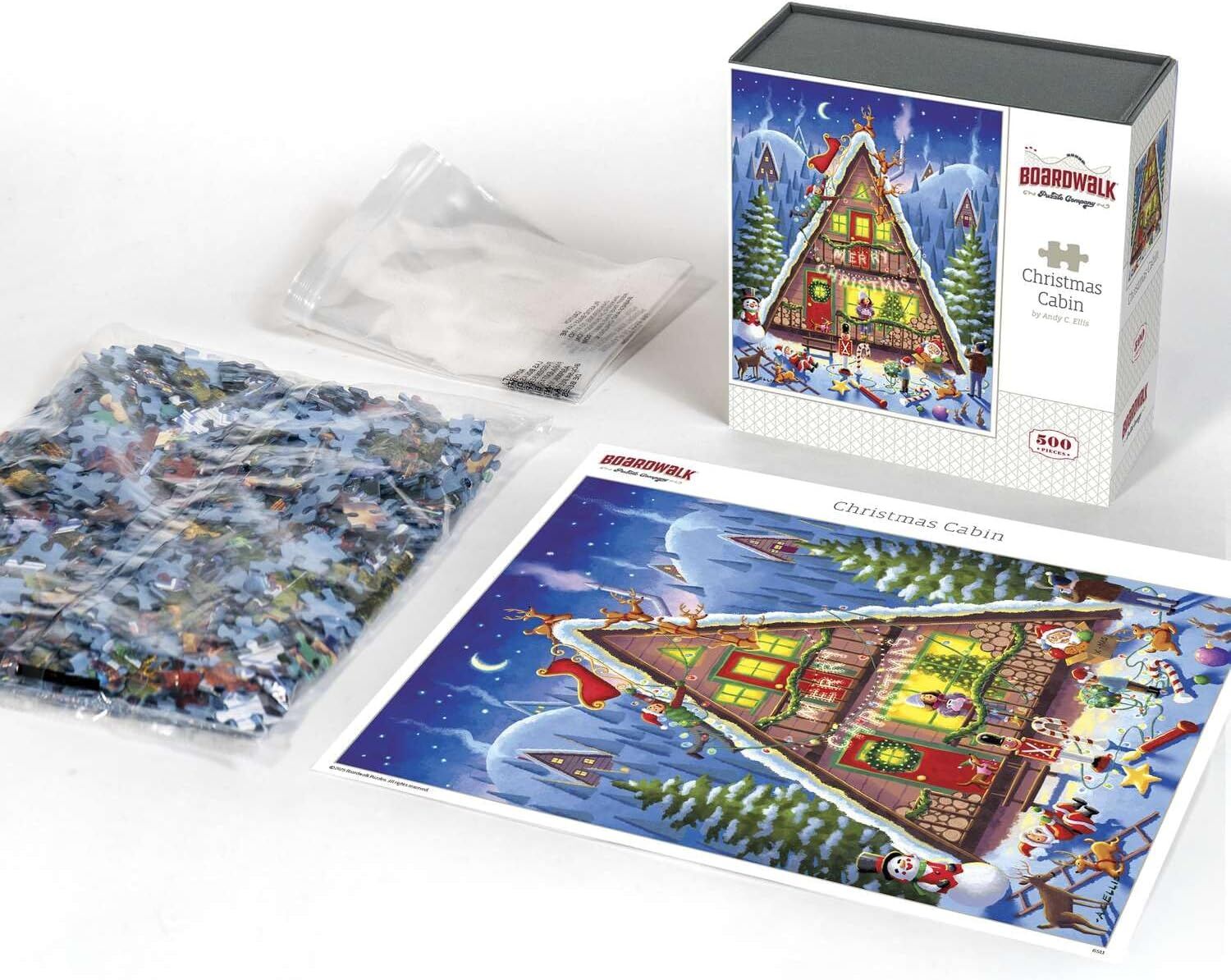 Boardwalk Puzzle Company Christmas Cabin Puzzle, 500-Pc