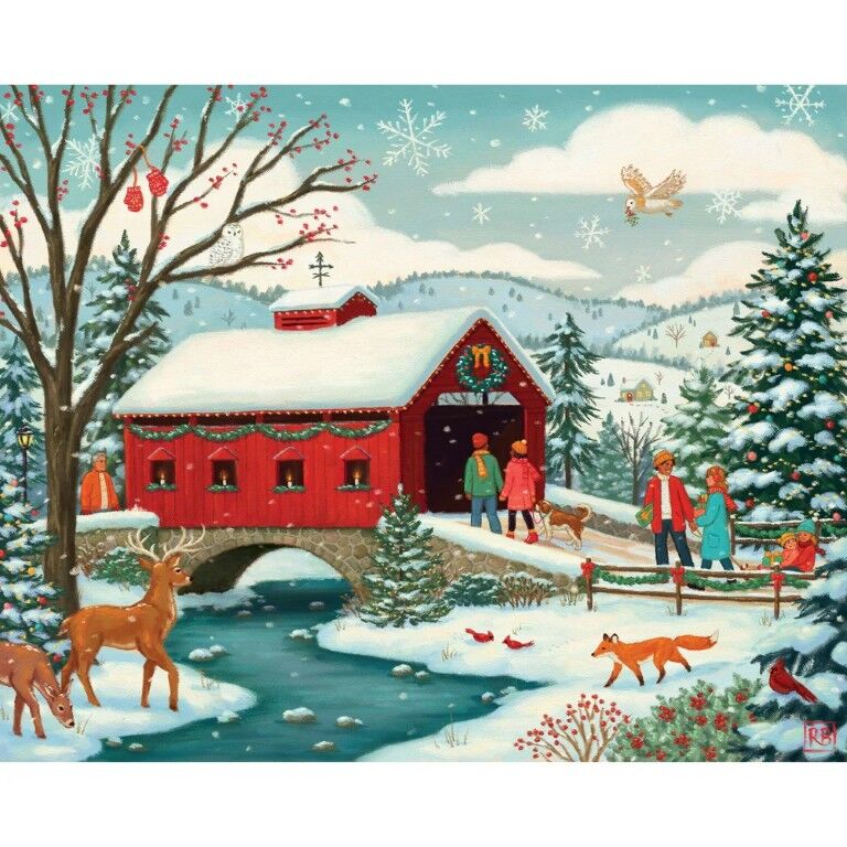 Boardwalk Puzzle Company Covered Bridge Christmas Puzzle, 500-Pc