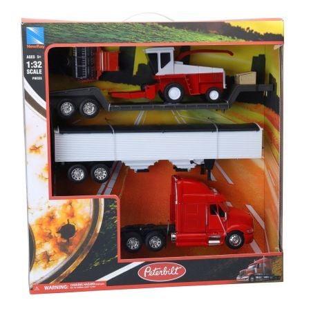 New Ray Long Haul Series Peterbilt Farm Transporter Playset