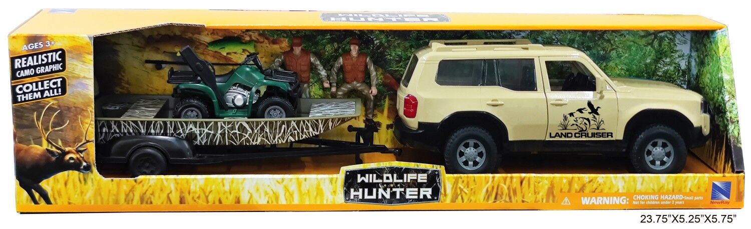 New Ray 1:18 Scale Toyota Land Cruiser With Jon Boat & ATV Playset