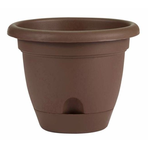 Bloem 6 in Lucca Self Watering Planter With Saucer - Chocolate Brown