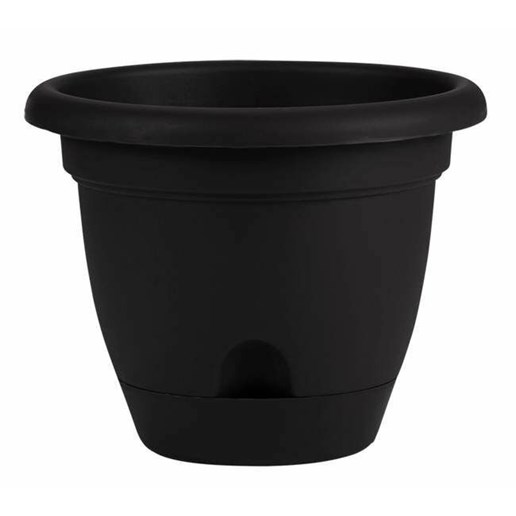 Bloem 8 in Lucca Self Watering Planter With Saucer - Black