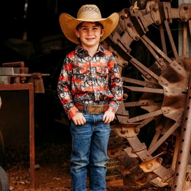 Shea Baby Infant USA Cowboy Long Sleeve Pearl Snap Onesie