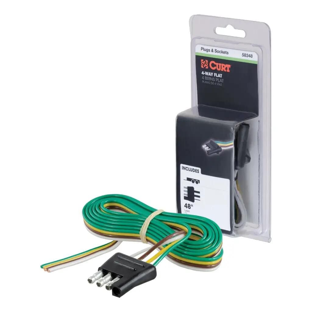 Curt 4-Way Flat Connector Plug with 48 in. Wires, Trailer Side