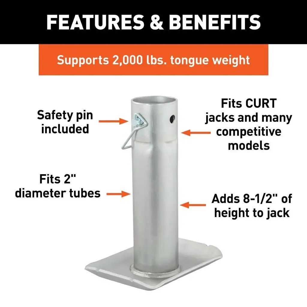 Curt Pin-On Jack Foot Fits 2-In Tube, 2000-Lb, 8-1/2-In