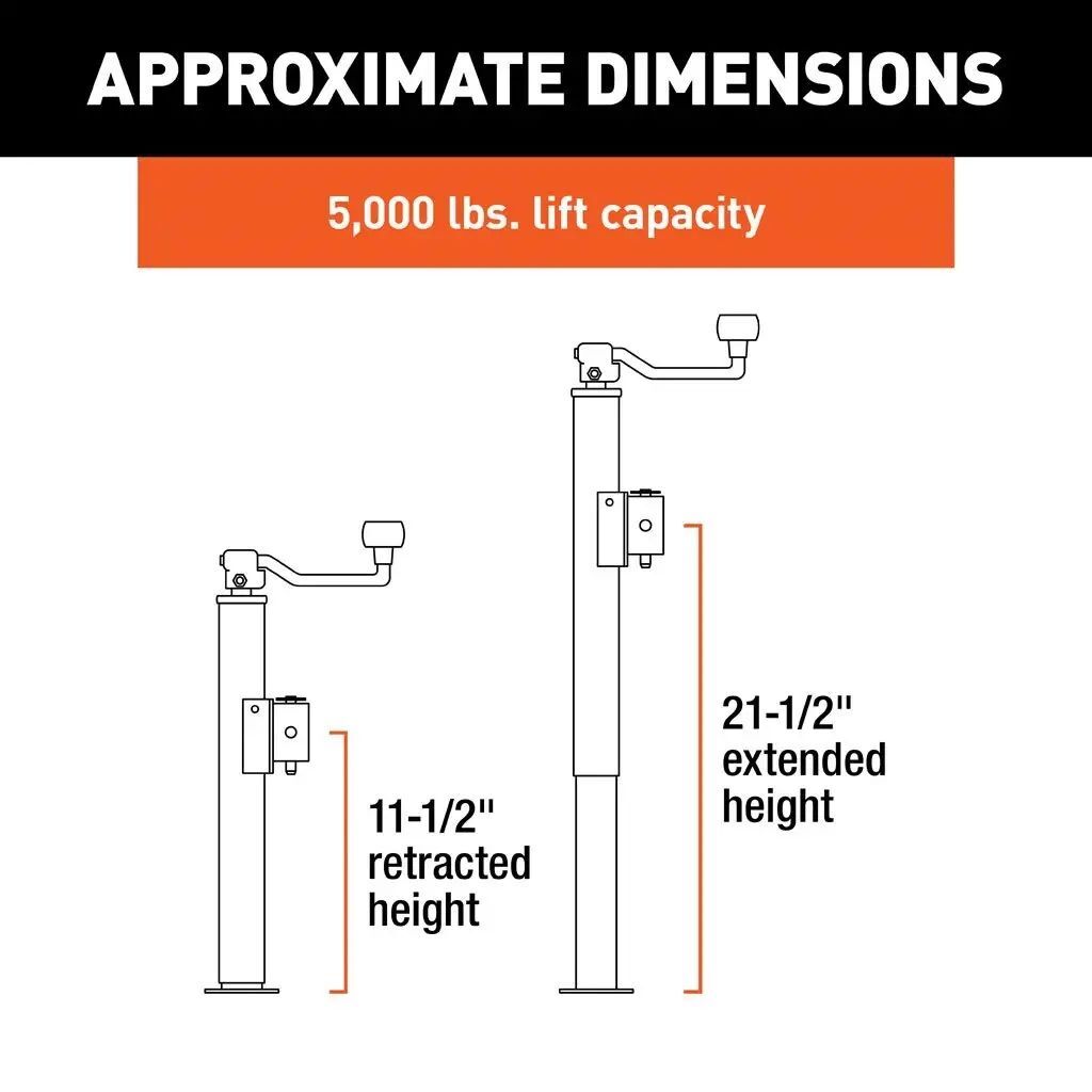 Curt Pipe-Mount Swivel Jack with Top Handle, 5000-Lb, 10-In Travel