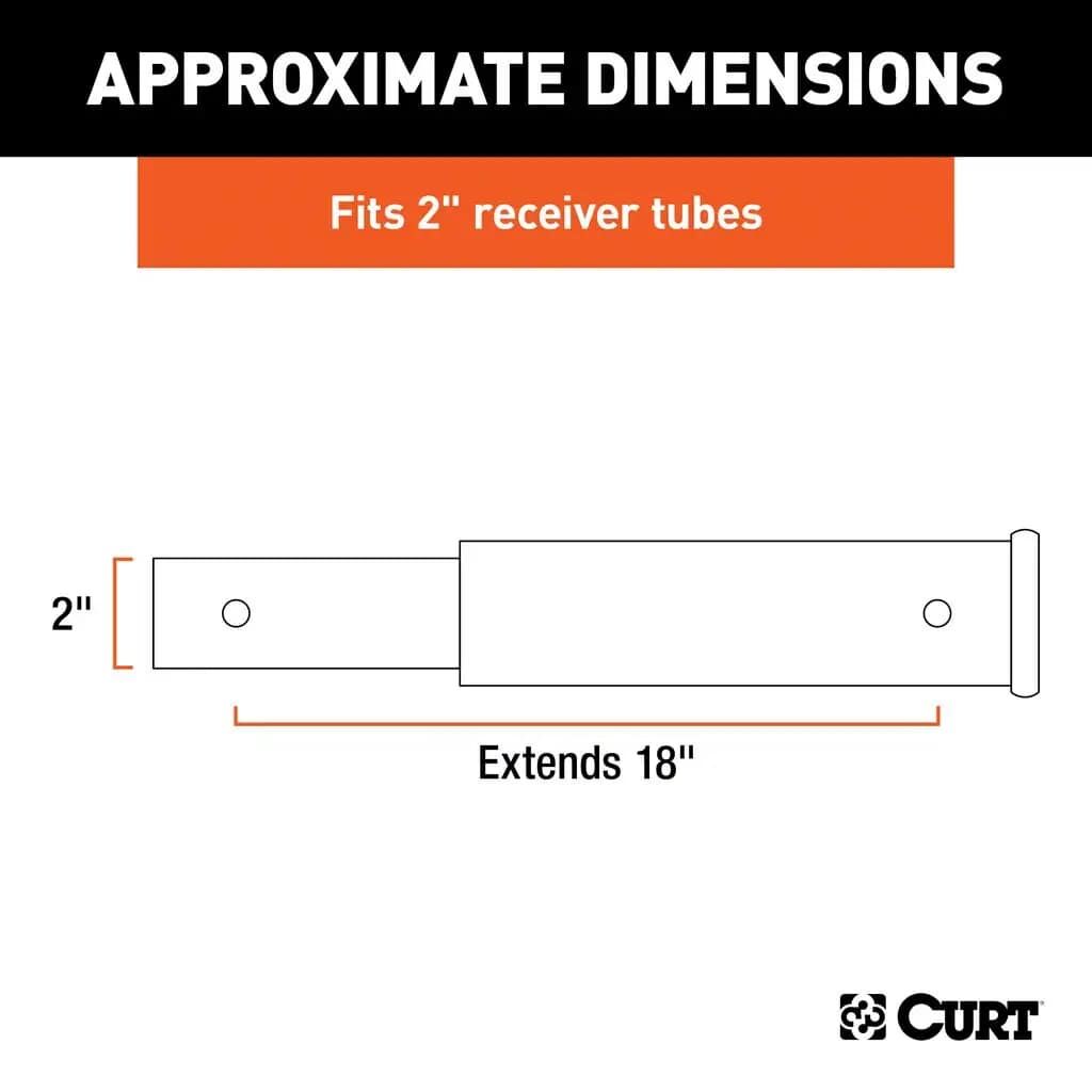 Curt 2-In Shank Receiver Tube Extender, 18-In