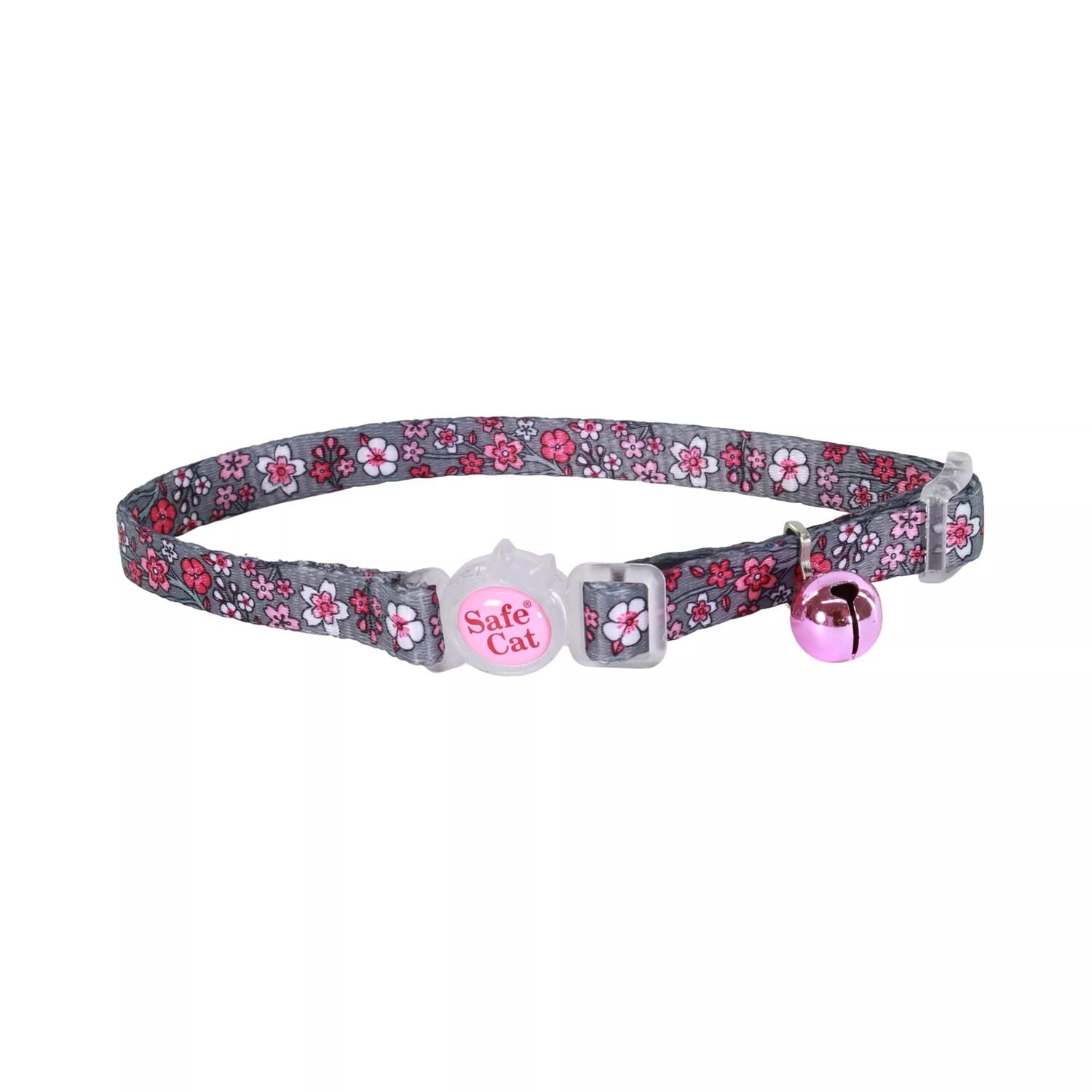 Safe Cat Fashion Adjustable Breakaway Collar, Pink Cherry Blossoms, 3/8 in. x 8 - 12 in.