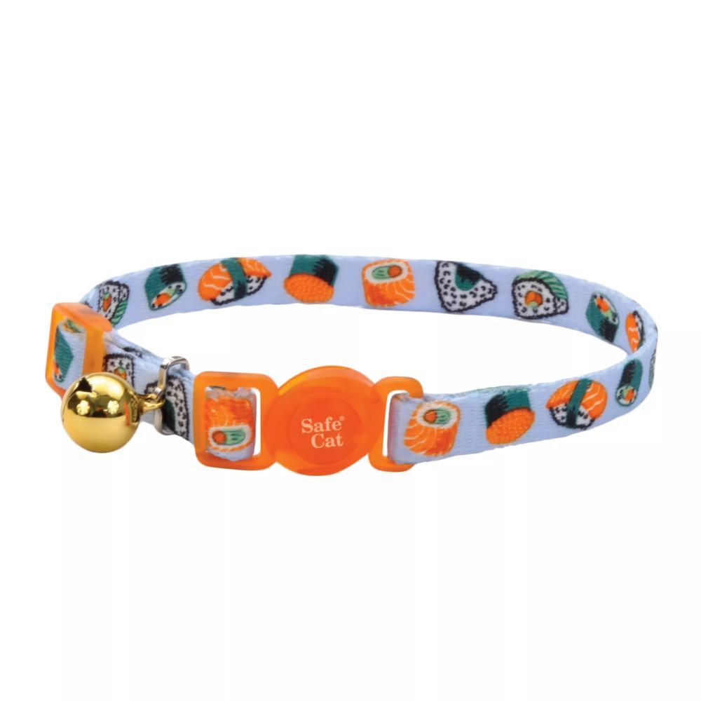 Coastal Pet Products Sushi on Blue Safe Cat Fashion Adjustable Breakaway Collor
