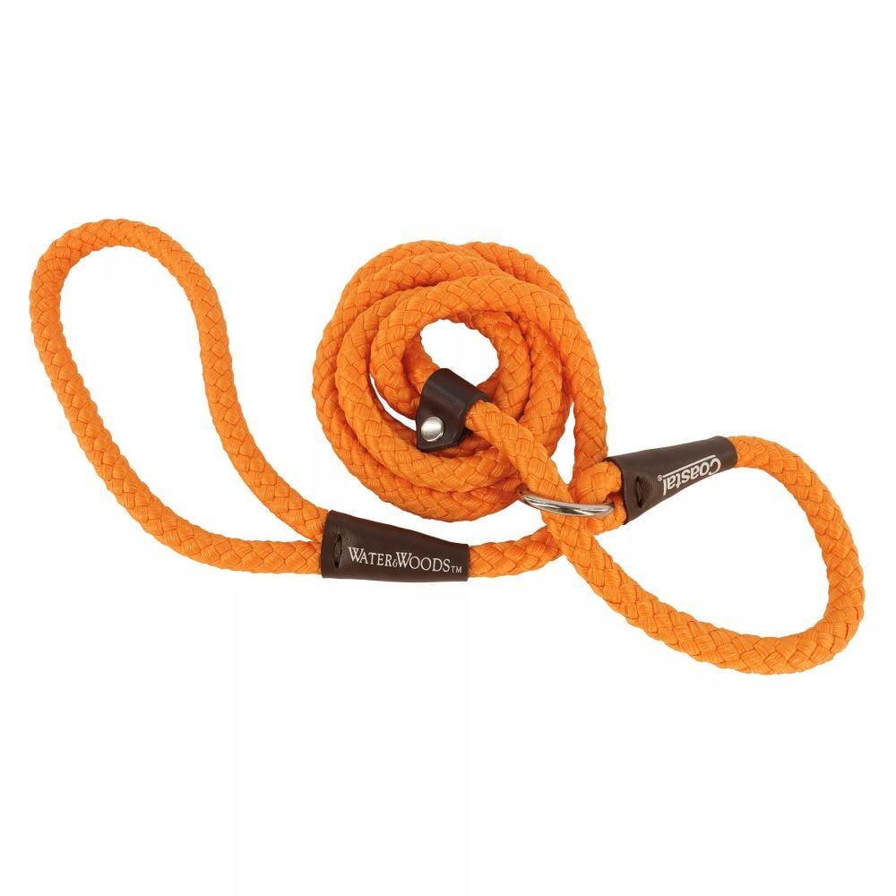 Coastal Pet Water & Woods Orange Braided Rope Dog Slip Leash, 6-Ft