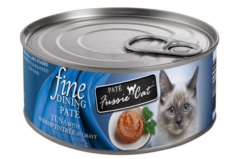 Fussie Cat Fine Dining Paté Tuna with Shrimp Entrée in Gravy Cat Food, 2.82-Oz