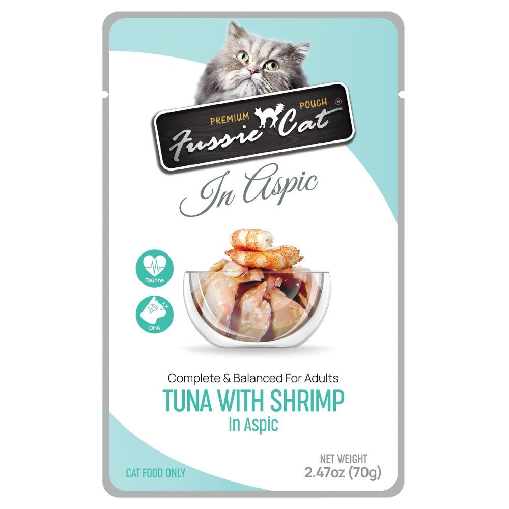 Fussie Cat Pouch Tuna with Shrimp in Aspic, 2.47-Oz