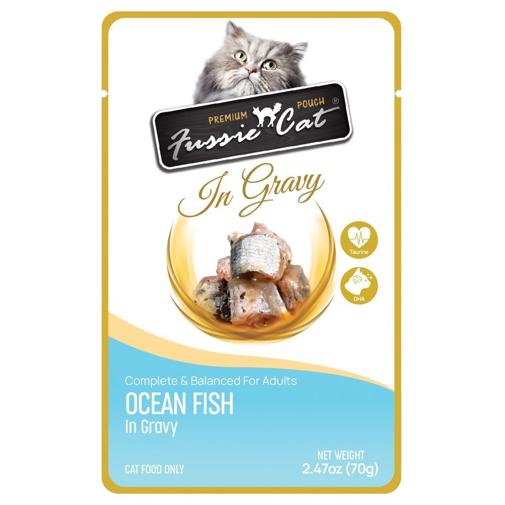 Fussie Cat Pouch Ocean Fish in Gravy Cat Food, 2.47-Oz