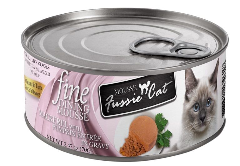 Fussie Cat Fine Dining Mousse Mackerel with Pumpkin Entrée in Gravy Cat Food, 2.47-Oz