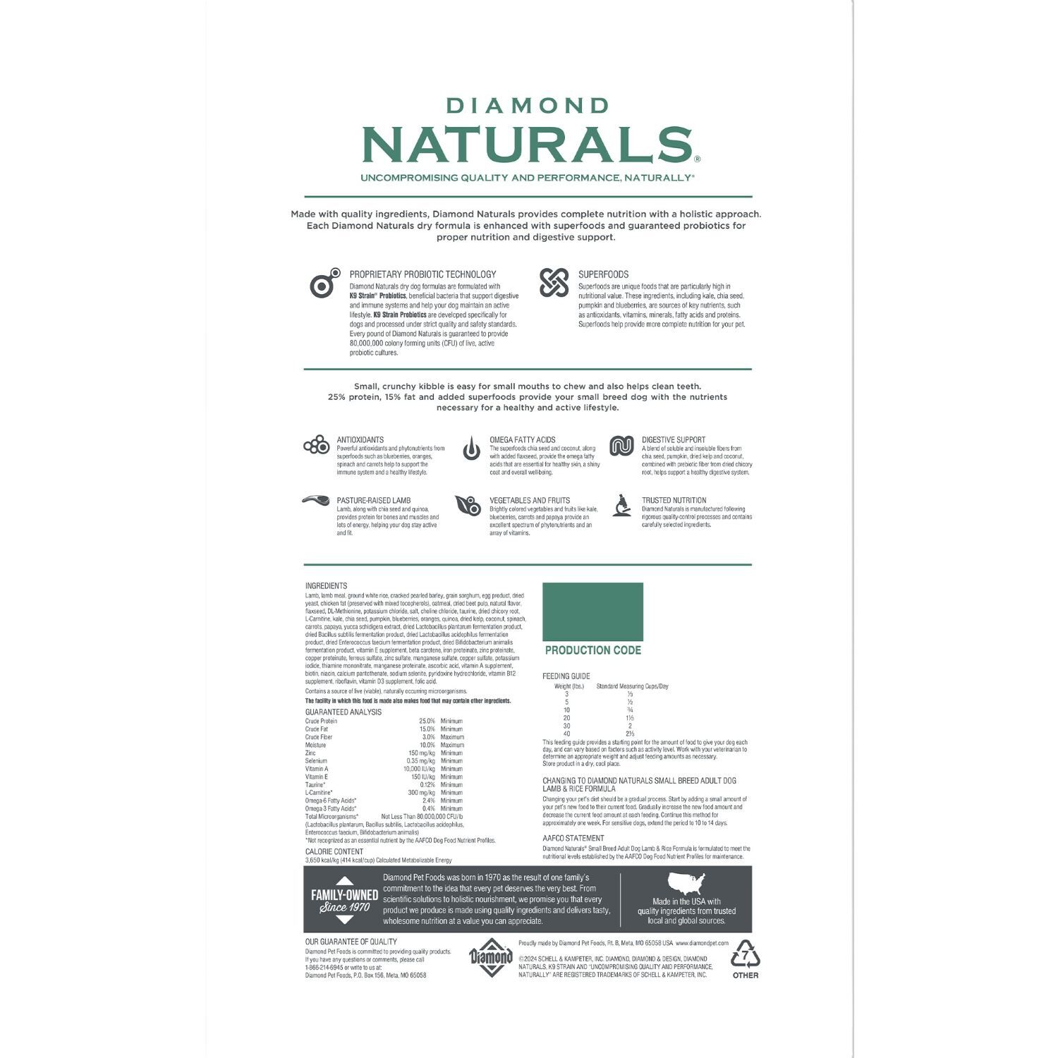 Diamond Naturals Small Breed Adult Dog Lamb & Rice Formula Dog Food, 6-Lb